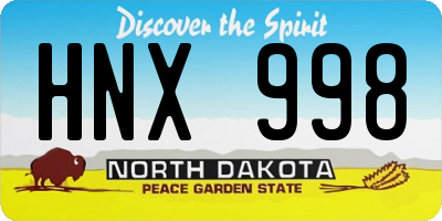 ND license plate HNX998