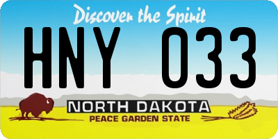 ND license plate HNY033