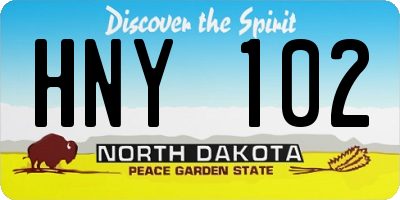 ND license plate HNY102