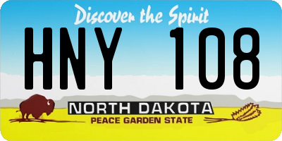 ND license plate HNY108