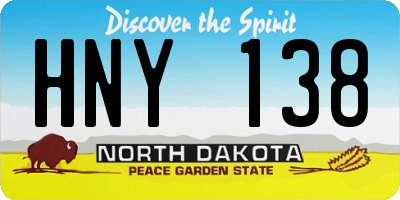 ND license plate HNY138