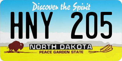 ND license plate HNY205