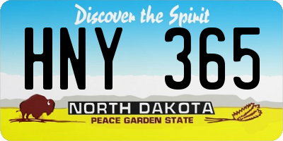 ND license plate HNY365