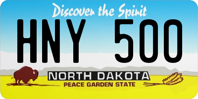 ND license plate HNY500
