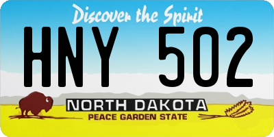 ND license plate HNY502