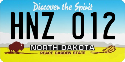 ND license plate HNZ012