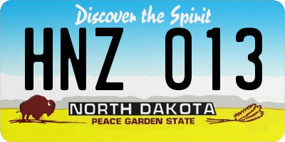 ND license plate HNZ013