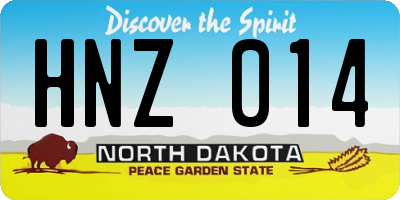 ND license plate HNZ014