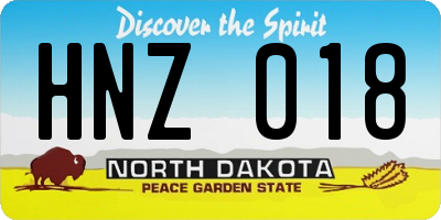 ND license plate HNZ018