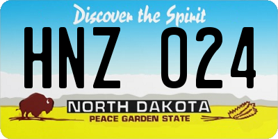 ND license plate HNZ024