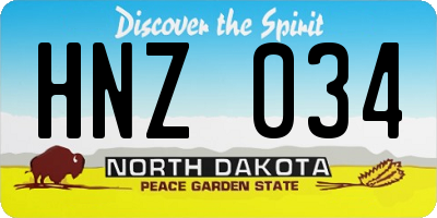 ND license plate HNZ034
