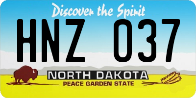ND license plate HNZ037