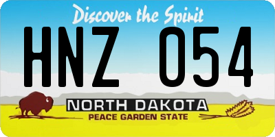 ND license plate HNZ054