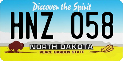 ND license plate HNZ058
