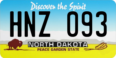 ND license plate HNZ093