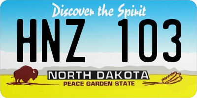 ND license plate HNZ103