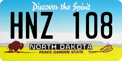 ND license plate HNZ108