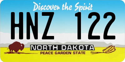 ND license plate HNZ122
