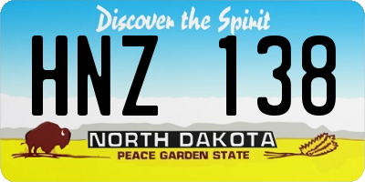 ND license plate HNZ138