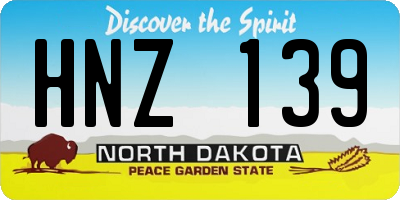 ND license plate HNZ139