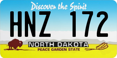 ND license plate HNZ172