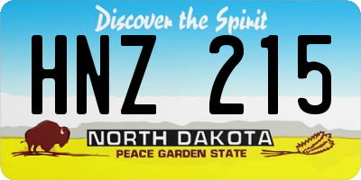 ND license plate HNZ215