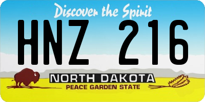 ND license plate HNZ216