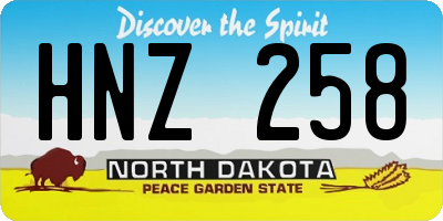ND license plate HNZ258
