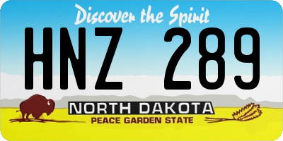 ND license plate HNZ289