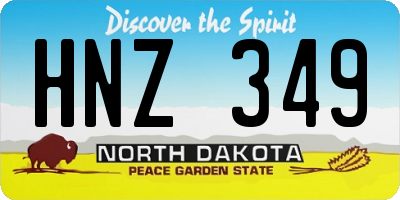 ND license plate HNZ349