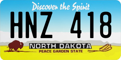 ND license plate HNZ418
