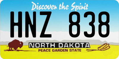 ND license plate HNZ838