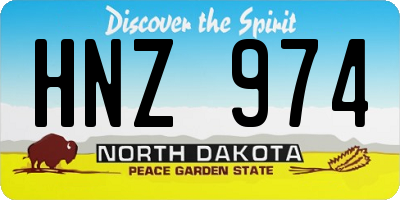 ND license plate HNZ974