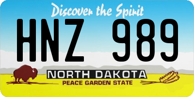 ND license plate HNZ989
