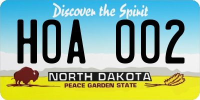 ND license plate HOA002