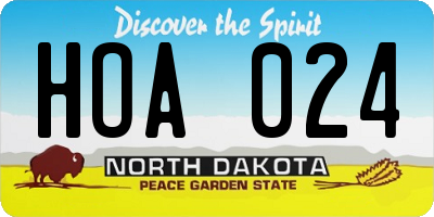 ND license plate HOA024