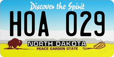 ND license plate HOA029