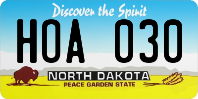 ND license plate HOA030