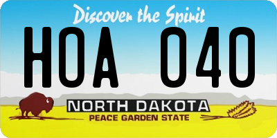 ND license plate HOA040