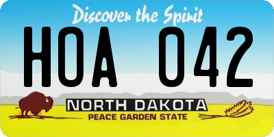 ND license plate HOA042
