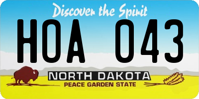 ND license plate HOA043