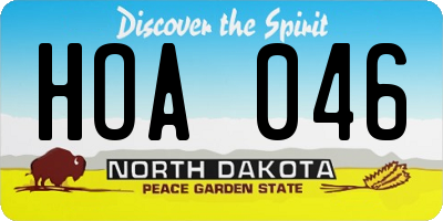 ND license plate HOA046