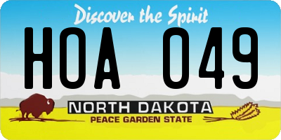 ND license plate HOA049