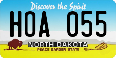 ND license plate HOA055