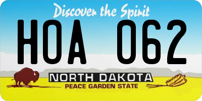 ND license plate HOA062