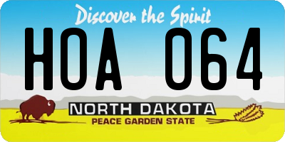 ND license plate HOA064