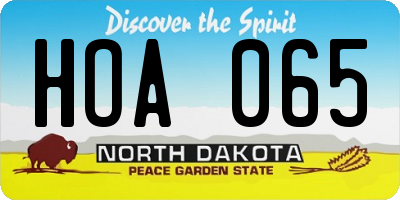 ND license plate HOA065