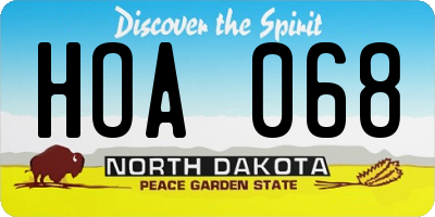 ND license plate HOA068