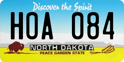 ND license plate HOA084