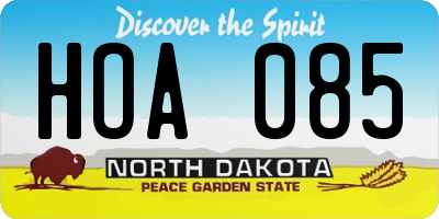 ND license plate HOA085